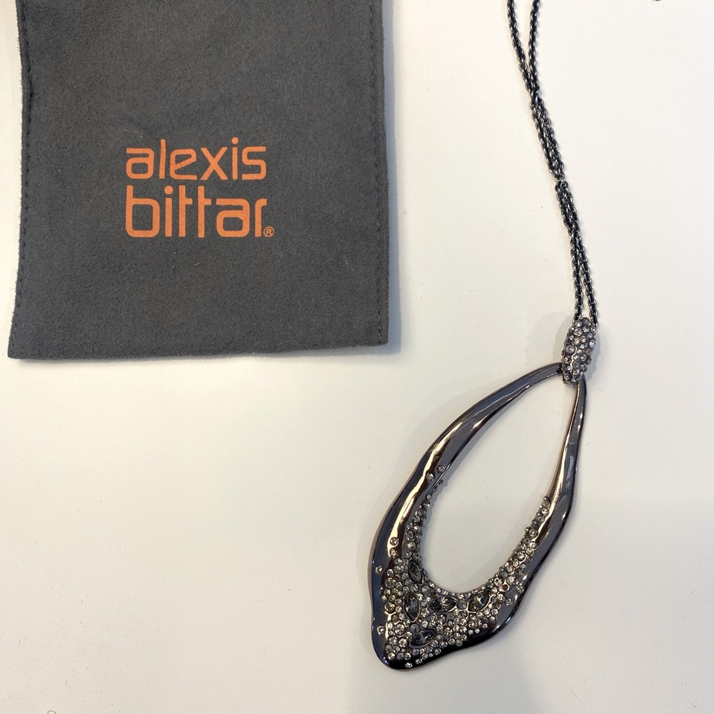 Alexis Bittar necklace . Chocolate hematite with crystal accents